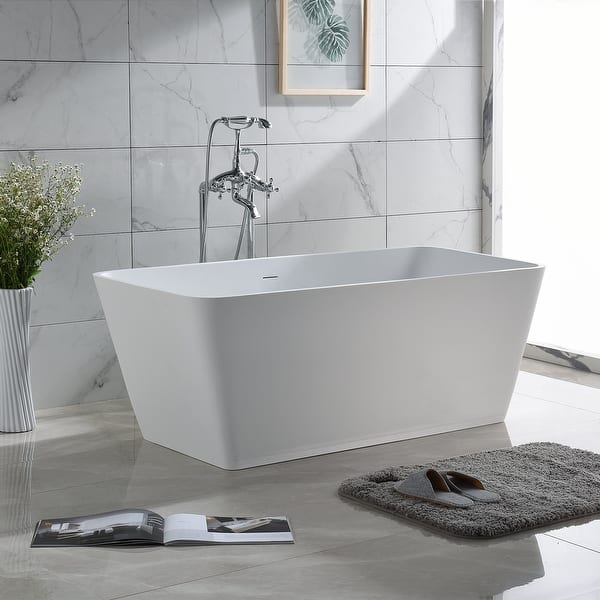 Repose 59" Stone Resin Soaking Tub Trapezoid 26D x 59W x 22H Bed